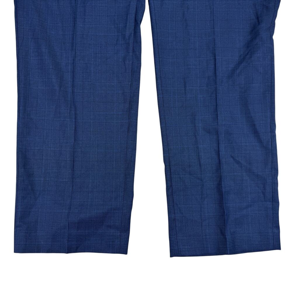 Michael Kors Mens Marvin Classic Fit Plaid Stretch Dress Pants Navy Blue 38x30 - Picture 6 of 7